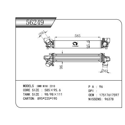 适用于  宝马迷你 BMW MINI 2018   中冷器