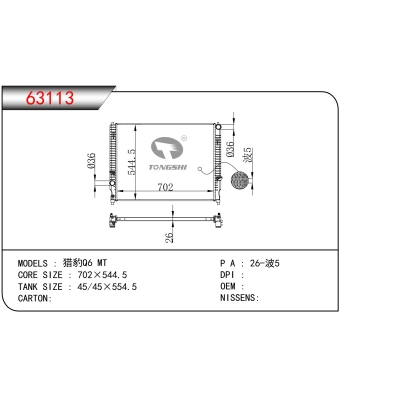 适用于猎豹Q6 MT散热器