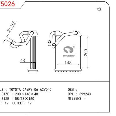 适用于TOYOTA TOYOTA CAMRY 06 ACV040