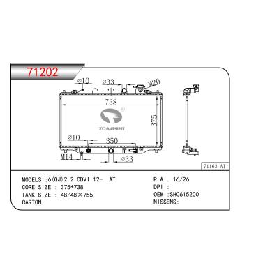 适用于6（GJ） 2.2 CDVI 12- AT 散热器 OEM：SH0615200