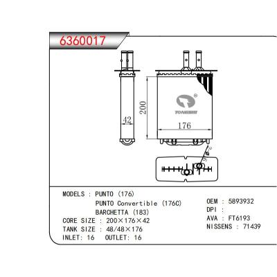  适用于PUNTO (176)PUNTO Convertible (176C)BARCHETTA (183) OEM:5893932