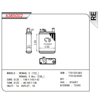  适用于RENAUL 5 (122_)/RENAUL 5 Box (238) OEM:7701201683,7701023590