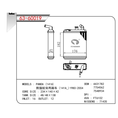 适用于熊猫 (141A) 熊猫掀背两厢车(141A_)1980-2004暖风